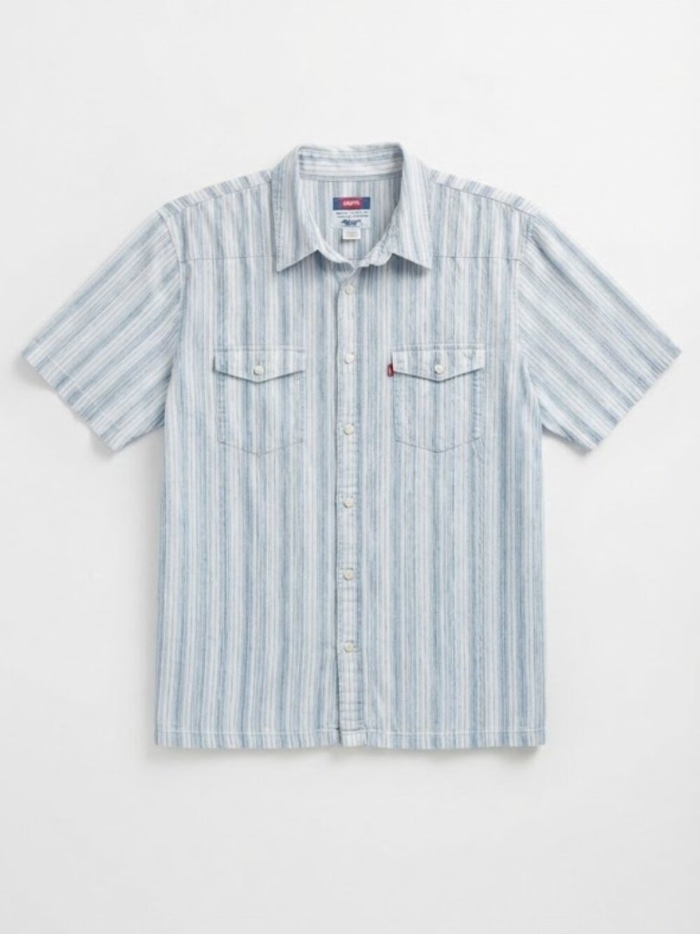 ✨️ Levi's Men's Light Blue Striped Short-Sleeve Button-Up Shirt